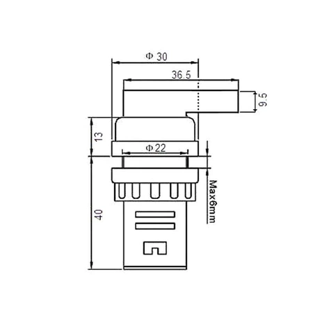Przełącznik obrotowy 30mm do obudowy, 2 pozycje