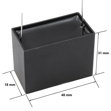 Kondensator rozruchowy do silnika 4,5µF 450VAC, CBB61, do druku, 48 × 18 × 31 mm, EPERS