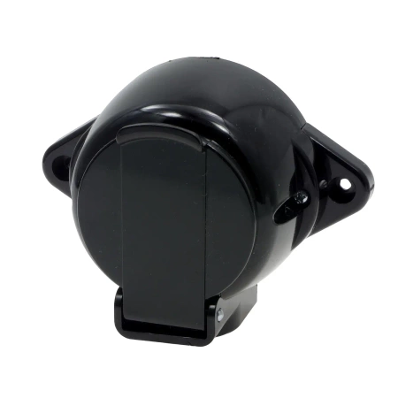 Gniazdo elektryczne bryzgoszczelne IP44 z klapką, montaż natynkowy, kolor czarny, seria Retro PRL