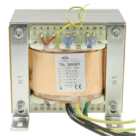 Transformator sieciowy lampowy TSL 350/001, 350VA, 272V + 2 × 12,4V, 0,2A, Indel