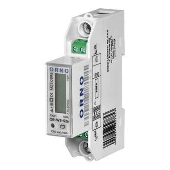 Licznik energii 1-fazowy, 100 A, certyfikat MID, pomiar dwukierunkowy, RS485 Modbus, wielotaryfowy, na szynę DIN, ORNO OR-WE-526