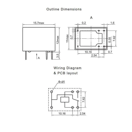 Przekaźnik subminiaturowy HM4100F SPDT, 5V, 1A, 200mW