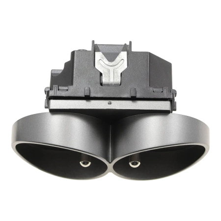 Gniazdo elektryczne podwójne z bolcem - szklana ramka - szare - Tawoia Glass