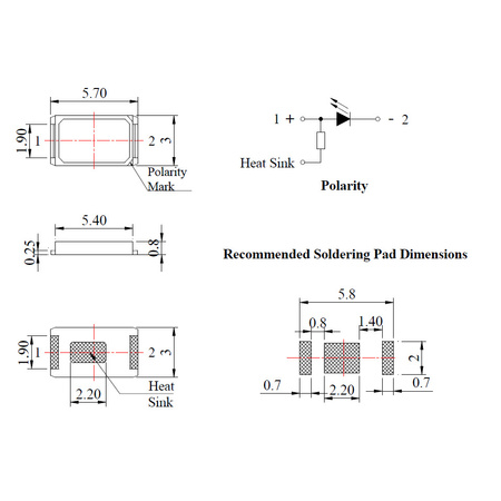 Dioda LED SMD 5730 niebieska 8lm