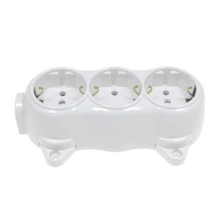 Gniazdo elektryczne Schuko potrójne, montaż natynkowy, kolor biały, seria Retro PRL