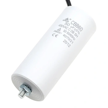 Kondensator rozruchowy do silnika 50µF 450VAC, CBB60, przewody 15 cm, Ø50 × 122 mm, EPERS