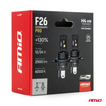Żarówki samochodowe LED F26 PRO LumiTec LIMITED +130% DUO FULL CANBUS H4/H19 12/24V AMIO 04871