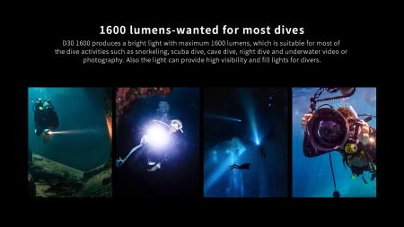 Latarka LED do nurkowania Xtar D30 - 1600lm z UV zestaw z ładowarką i akumulatorem