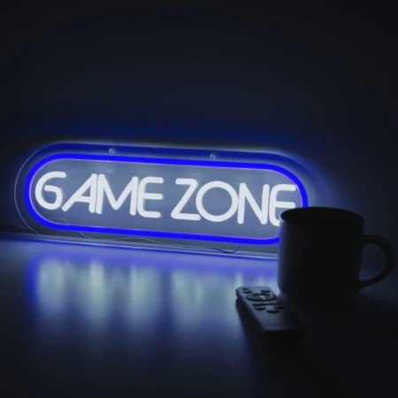 Neon LED "game zone", dekoracja LED 42,5x13,7cm zasilanie z baterii lub USB