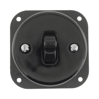 Włącznik dzwonkowy kołyskowy ceramiczny, okrągły podtynkowy czarny Ceramic Loft