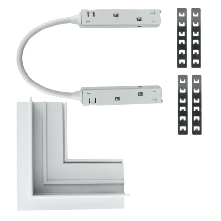 Łącznik kątowy do szyny magnetycznej zewnętrzny podtynkowy biały M-LINE