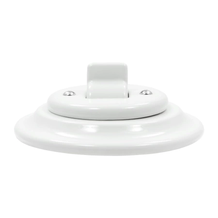 Włącznik światła krzyżowy kołyskowy ceramiczny, okrągły z ramką, podtynkowy biały Ceramic Loft