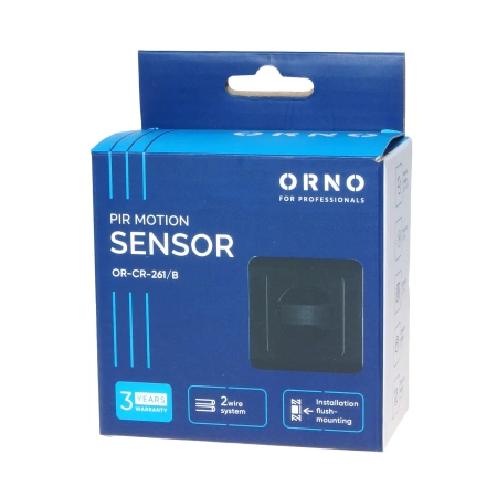 Czujnik ruchu PIR 160st 300W, czarny, IP20, ORNO OR-CR-261