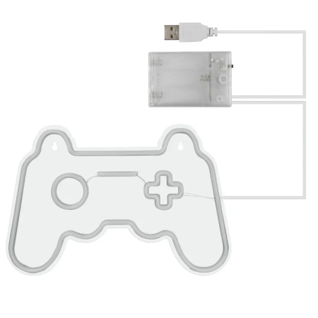 Neon LED "gamepad", dekoracja LED 41x27,5cm zasilanie z baterii lub USB