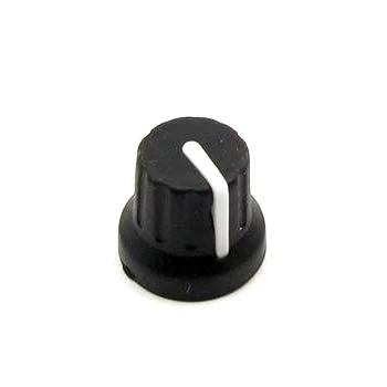 Gałka z kołnierzem do potencjometru na oś 6mm - 16x14mm - czarna, biały wskaźnik - GC16