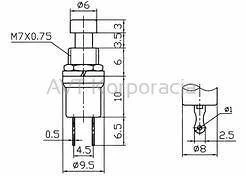 Przełącznik chwilowy OFF-(ON) reset f5mm żółty