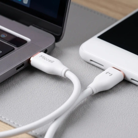 Kabel USB-C - USB-C, 60 W, 1,5 m, biały, Miccell, MIC-004051
