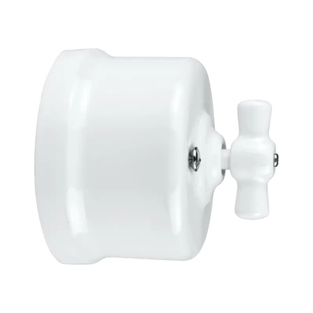 Włącznik światła schodowy obrotowy z ramką, ceramiczny, montaż natynkowy, kolor biały Ceramic Loft