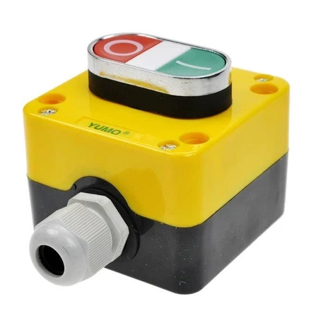 Przełącznik przyciskowy w obudowie 75x75x56mm, ON-(OFF)+OFF-(ON), 2 tory, czerwony+zielony JBPC1AB