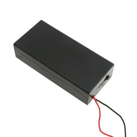 Koszyk baterii 18650 x2 płaski z pokrywą i włącznikiem