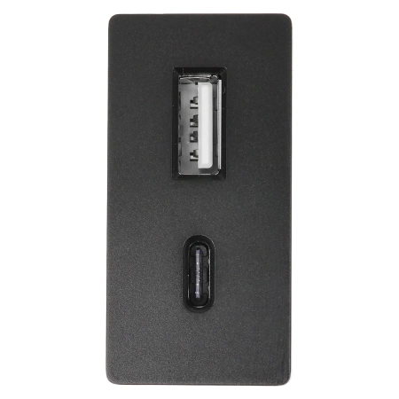 Moduł 1/2 - ładowarka USB 20W super fast USB A+C - czarny - kompatybilny z ramkami Tawoia Glass