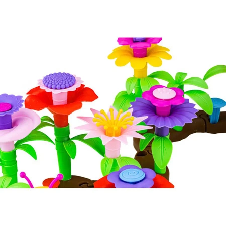 Klocki konstrukcyjne: OGRÓD, kwiatowe kompozycje, 104 elementy