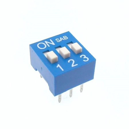 Przełącznik DIP-SWITCH, 3 sekcje, ON-OFF, niebieski