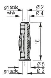 Adapter - wtyk nieizolowany 4mm z wewnętrznym otworem 2mm