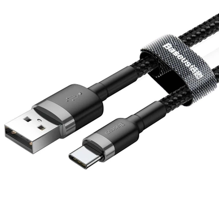 Kabel USB do USB-C 1m, szybkie ładowanie QC3.0 3A, nylonowy oplot, czarno-szary Baseus