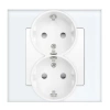 Gniazdo elektryczne podwójne Schuko - szklana ramka - białe - Tawoia Glass