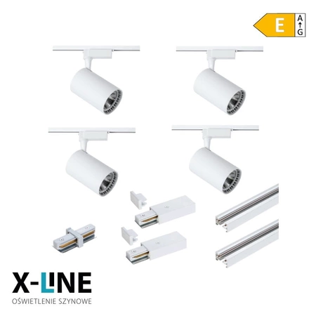 Zestaw oświetlenia szynowego: 4 reflektory LED 5W, 2m szyny + akcesoria, biały