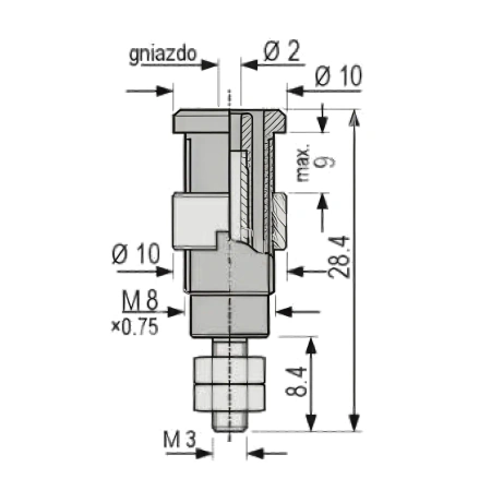 Gniazdo bezpieczne 2mm M3, 10A, czerwone