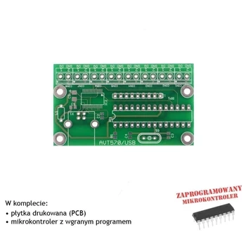 8-kanałowy system pomiaru temperatury z USB, PCB i mikroprocesor do projektu AVT570/USB