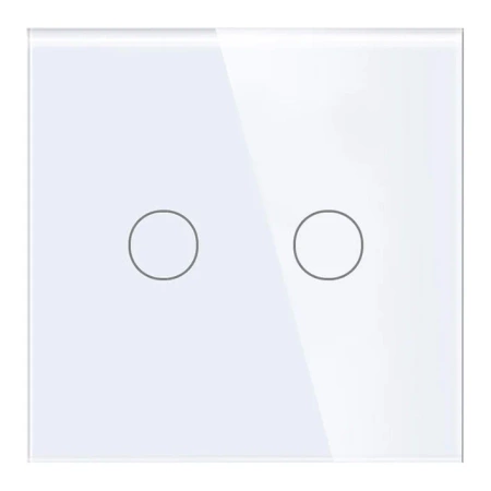 Włącznik podwójny Smart 600W WiFi i Bluetooth - dotykowy szklany panel biały - podtynkowy - Tawoia Smart Home