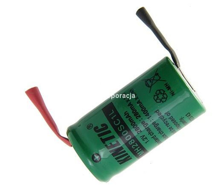 Akumulator SC NIMH 1.2V 2800mAh, wyprowadzenia do lutowania