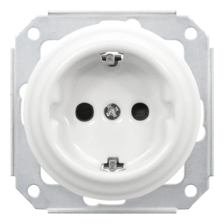 2x Gniazdo Schuko okrągłe + Gniazdo USB A+C 4A z ramką potrójną, białe, montaż podtynkowy, Ceramic Loft