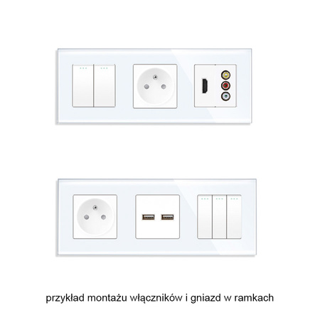 Włącznik schodowy podwójny biały podtynkowy (moduł bez ramki) - TAWOIA Glass
