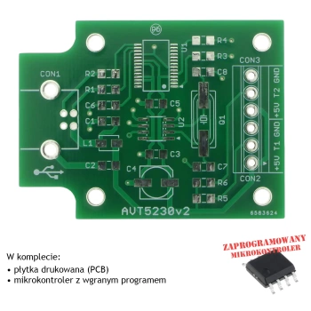 Rejestrator temperatury z USB - PCB i mikroprocesor do projektu AVT 5230