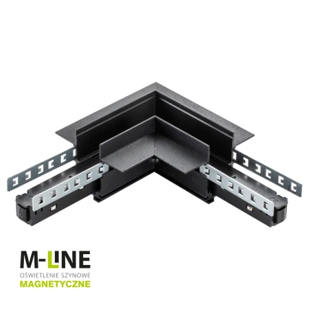 Łącznik kątowy do szyny magnetycznej poziomy podtynkowy czarny M-LINE