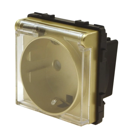 Moduł - Gniazdo elektryczne Schuko IP44 z klapką - złoty - Tawoia Glass