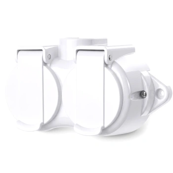 Gniazdo elektryczne podwójne Schuko IP44 białe natynkowe - Retro PRL