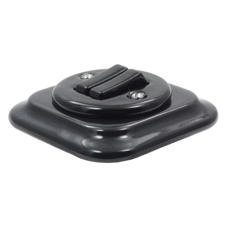 Włącznik światła schodowy podwójny ceramiczny, kwadratowy z ramką, podtynkowy czarny Ceramic Loft