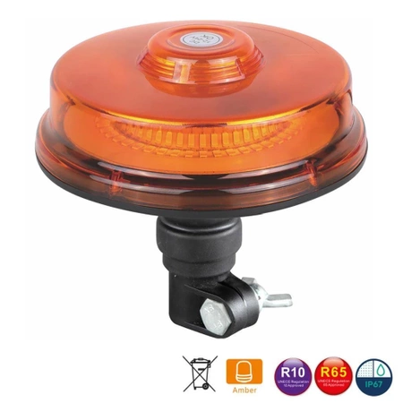 Lampa ostrzegawcza LED do pojazdu, UFO2, 22W, 48 LED, światło pomarańczowe, trzpień FLEX, R65 R10, ALR0078
