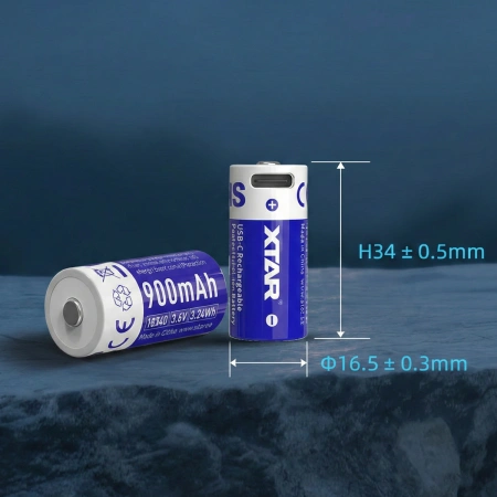 Akumulator Li-Ion 16340 / R-CR123 3.7V 900mAh Z USB i z zabezpieczeniem, Xtar