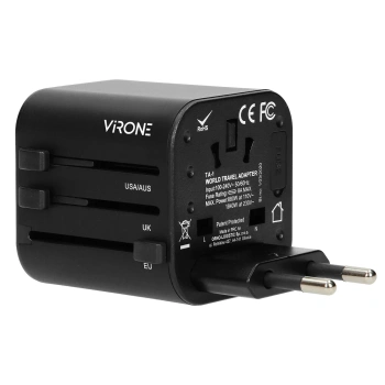 Adapter podróżny Virone TA1 Go World 100–240V 8A – uniwersalna przejściówka EU UK USA AUS