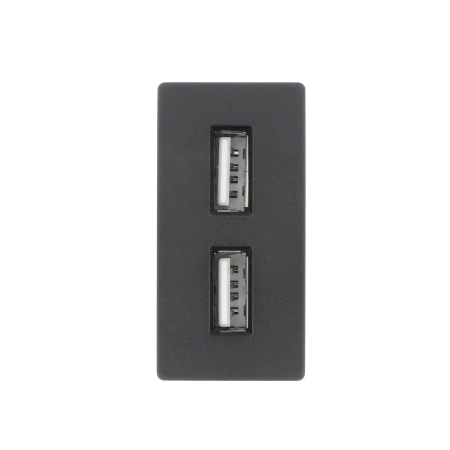Ładowarka USB 2.4A, 2x USB czarny, moduł 1/2 do ramki Tawoia Glass