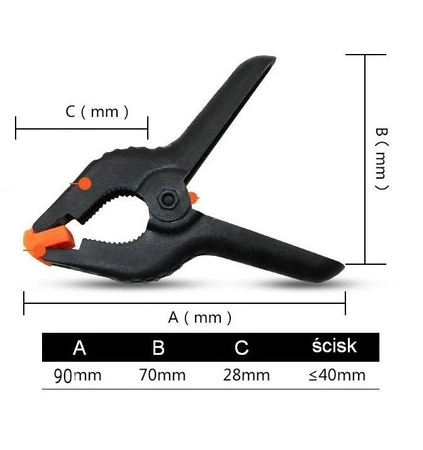 Ścisk sprężynowy stolarski - 9cm 3.5" - Zacisk modelarski - Klamra