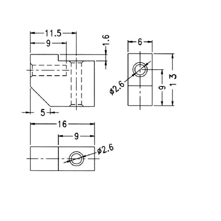 Łącznik montażowy do płytek PCB, kąt prosty, otwory 2,6 mm, poliamid PA66, naturalny, UL94V-2, PMB-1