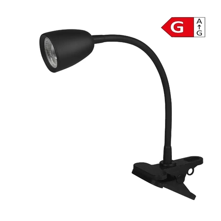 Lampka LED z klipsem czarna, 4W, 320lm, zasilanie 230V
