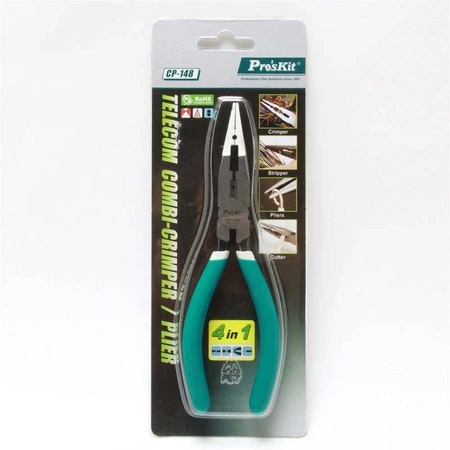 Szczypce 4 w 1, ściągacz izolacji, obcinacz przewodów, zaciskarka Scotchlok, 168mm